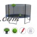 Exacme 12 FT High Weight Limit Round Trampoline with Safety Enclosure Net and Green Basketball Hoop   